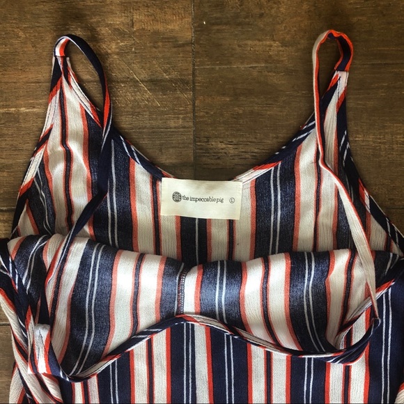 EUC Navy Blue & Orange Striped Jumpsuit GO GATORS - Picture 4 of 4